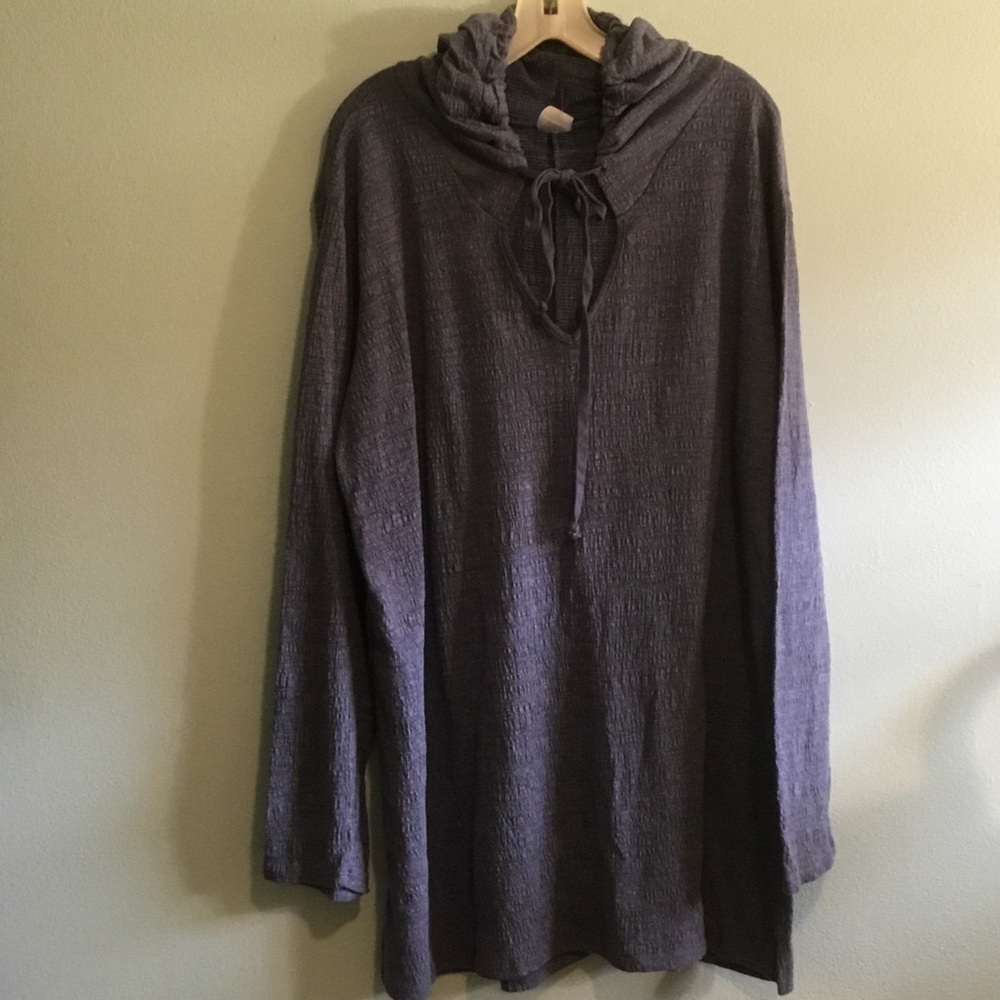Agnes & Dora Slate Blue/Gray Waffle-Knit Hooded Tunic